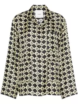 Nanushka рубашка с геометричным принтом, черный