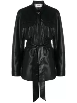 Nanushka рубашка с завязками на талии, черный