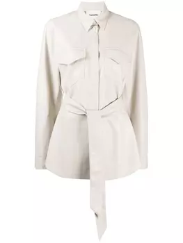 Nanushka рубашка с завязками на талии, нейтральный цвет