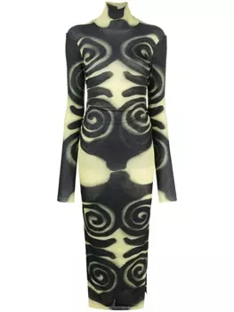 Nanushka сетчатое платье миди Cardia, желтый