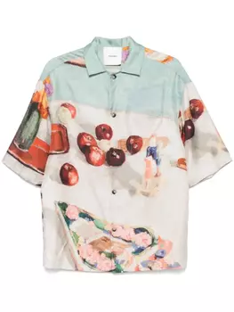 Nanushka шелковая рубашка, нейтральный