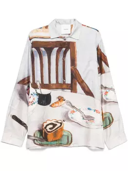 Nanushka шелковая рубашка, серый