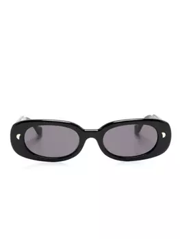 Nanushka солнцезащитные очки Aliza в овальной оправе, черный