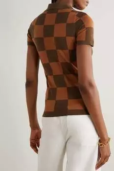 NANUSHKA Свитер-поло Hatti в клетку из шерсти мериноса, коричневый