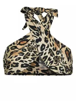 Nanushka топ бикини с леопардовым принтом, нейтральный цвет