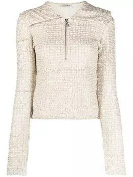 Nanushka топ Leiko со сборками, нейтральный цвет