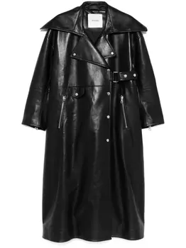 Nanushka тренч из искусственной кожи, черный