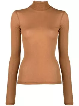 Nanushka трикотажный топ с высоким воротником, коричневый