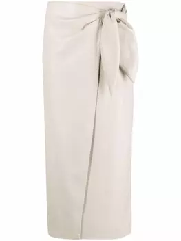 Nanushka юбка из веганской кожи с запахом, нейтральный цвет