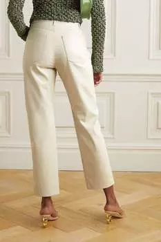 NANUSHKA укороченные брюки прямого кроя из веган-кожи Vinni, кремовый