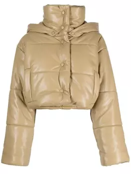 Nanushka укороченный пуховик с капюшоном, зеленый