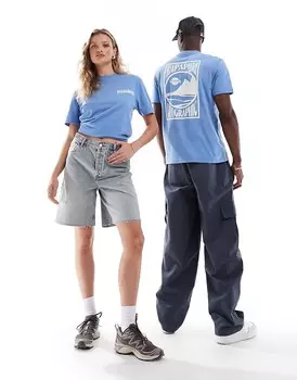 Napapijri – Mele – Голубая футболка с пейзажным принтом на спине