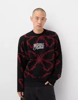 Напечатанный свитер Bershka, черный