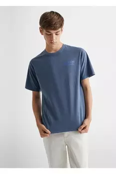 Написанная футболка Mango, синий