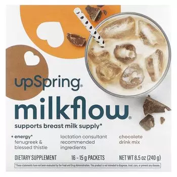 Напитковая смесь Milkflow, шоколад, 16 пакетов по 15 г каждый Upspring