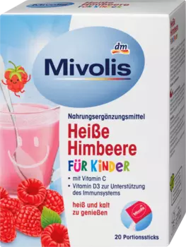 Напиток горячий малиновый детский порционные палочки 20 шт. 100г. Mivolis