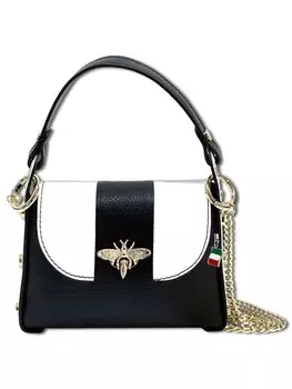 Наплечная сумка Florence Umhngetasche Leder schwarz, wei ca. 19cm