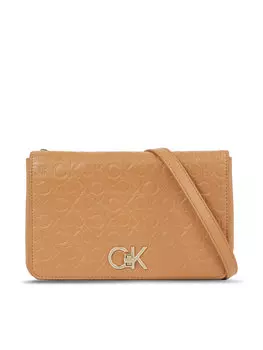 Наплечная сумка Re-Lock Double Gusett Xbody-Emb Calvin Klein, коричневый