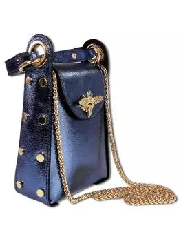 Наплечная сумка Toscanto Umhngetasche Leder blau metallic ca. 13cm