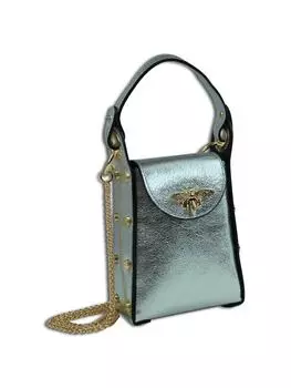 Наплечная сумка Toscanto Umhngetasche Leder silbergrau metallic ca. 13cm