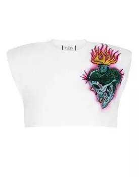 Наплечники укороченный топ Love Tattoo PHILIPP PLEIN, белый
