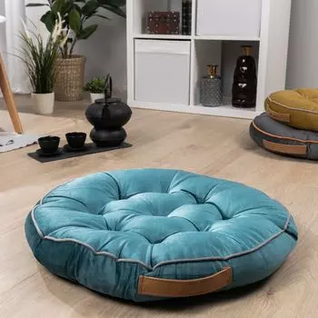 Напольная подушка, напольная подушка, подушка для сиденья, различные цвета, интерьерная круглая йога-медитация, 60x60x8 см Paco Home, бирюзовый