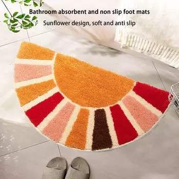 Напольный дверной коврик, нескользящий дизайн с подсолнухом, моющийся в богемном стиле, забавный полукруг, ковер для ванной комнаты в стиле бохо, домашний декор Stuttg
