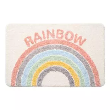 Напольный ковер лохматый нескользящий компактный Радужный коврик для дома, отеля, офиса, декор для пола для повседневной жизни, круглый, светло-серый Stuttg, мультиколор