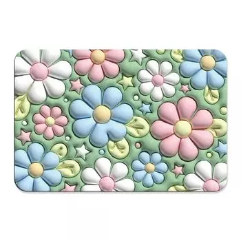 Напольный коврик 3D визуальное воздействие, быстросохнущая диатомовая грязь 40x60 см, противоскользящий напольный коврик для ванной комнаты с цветочным узором, ежедневное использование-C Stuttg, мультиколор