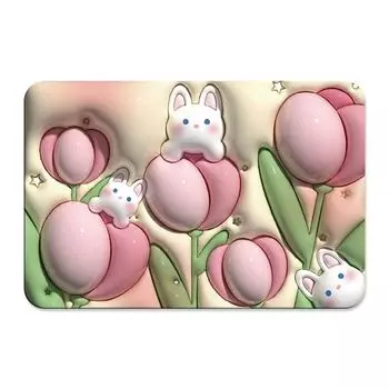 Напольный коврик с 3D визуальным эффектом, быстросохнущая диатомовая грязь, 40x60 см, противоскользящий напольный коврик для ванной комнаты с цветочным узором, ежедневное использование-D Stuttg, мультиколор