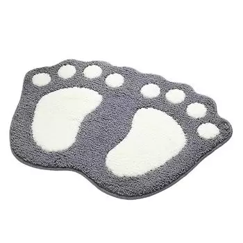 Напольный коврик с узором «большие ноги», быстросохнущий полиэстеровый складной противоскользящий ковер для использования в помещении, серый Stuttg