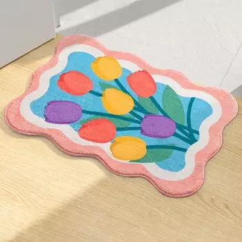 Напольный коврик светлого цвета, противоскользящая смесовая ткань, сторона для ванны, туалета, впитывающий воду ковер, товары для дома - розовый, размеры: 50x80 см Stuttg