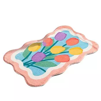 Напольный коврик светлого цвета, противоскользящая смесовая ткань, сторона для ванны, туалета, впитывающий воду ковер, товары для дома - розовый, размеры: 60x90 см Stuttg