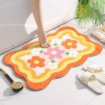 Напольный коврик светлого цвета, противоскользящая смесовая ткань, сторона для ванны, туалета, впитывающий воду ковер, хозяйственные принадлежности - темно-желтый, размеры: 40x60 см Stuttg, мультиколор