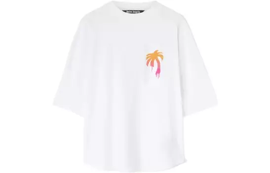 Напыленный логотип Palm на футболке Palm Angels, белый