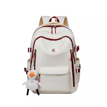 Narandu Рюкзак-туба из ткани с синтетической кожей, женский, цвета экрю и красный