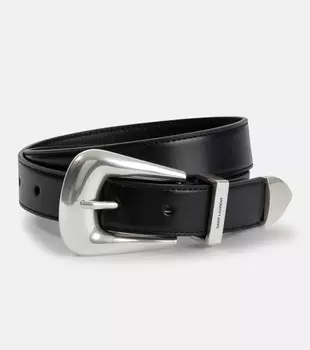 Народный кожаный ремень Saint Laurent, черный
