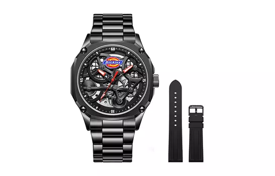 Наручные часы Creator Collection Emperor Cool Fit с механическим механизмом, силиконовым ремешком и вырезным циферблатом. Мужские часы Dickies, Space Black