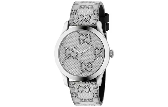 Наручные часы G-Timeless Collection с кварцевым механизмом, ремешком из нержавеющей стали и пластика, серебристым циферблатом, унисекс GUCCI