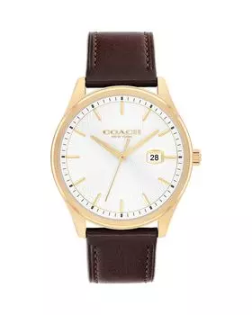 Наручные часы Oliver с кожаным ремешком, 41 мм COACH, мультиколор