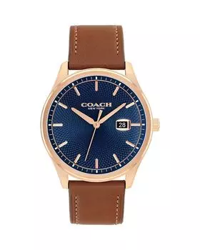 Наручные часы Oliver с кожаным ремешком, 41 мм COACH, синий