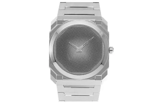 Наручные часы с автоматическим механизмом, ремешком из нержавеющей стали, 40 мм, серебристый циферблат, унисекс BVLGARI