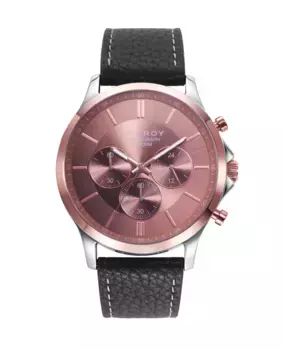 Наручные мужские часы с двухцветным стальным корпусом и черным кожаным ремешком Viceroy, черный