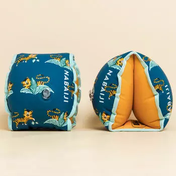 Нарукавники для бассейна с тканевой подкладкой для детей 15-30 кг "Тигр" принт Синий Nabaiji