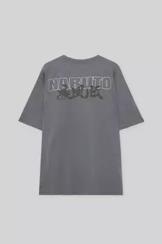 Наруто футболка серая PULL&amp;BEAR