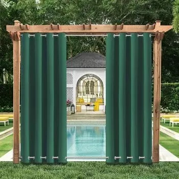 Наружная штора, прозрачная, водонепроницаемая, солнцезащитная и конфиденциальная, патио, газон, уличные шторы цвета хаки, 1 x Ш 132 x В 213 см PMS, зеленый