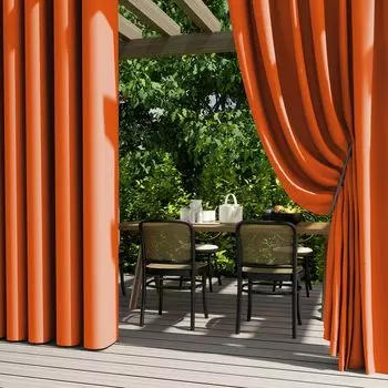 Наружная штора, водонепроницаемая, атмосферостойкая, 132 х 243 см, уличные шторы, ветрозащитная, солнцезащитная, ширма для сада, террасы, балкона, беседки, беседки, 2 панели BTTO, оранжевый