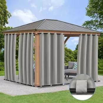 Наружная штора, водонепроницаемая и солнцезащитная, 132 х 274 см, люверсы, карманный смеситель для окон, павильонов и балконов, 2 шт. в упаковке BTTO, серый