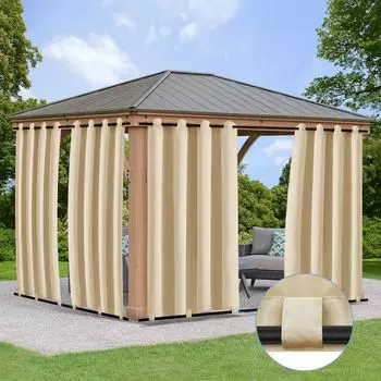 Наружная штора водонепроницаемая и солнцезащитная, с люверсами 132x213 см, карманный смеситель для окон, павильонов и балконов. BTTO, бежевый