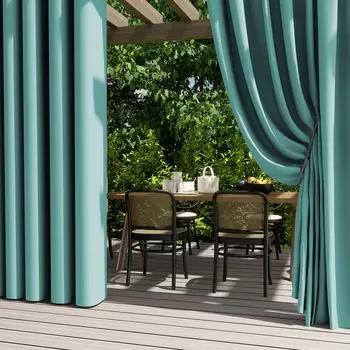 Наружная штора, водонепроницаемая, с люверсами, W132xH213CM, водонепроницаемая уличная штора для патио, балкона, перголы, садового павильона, упаковка из 2 шт., зеленая BTTO, зеленый